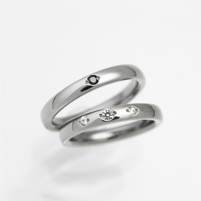 0.07ctダイヤモンド甲丸リング（チタン） | 結婚指輪、チタンリングの専門店 島田工房