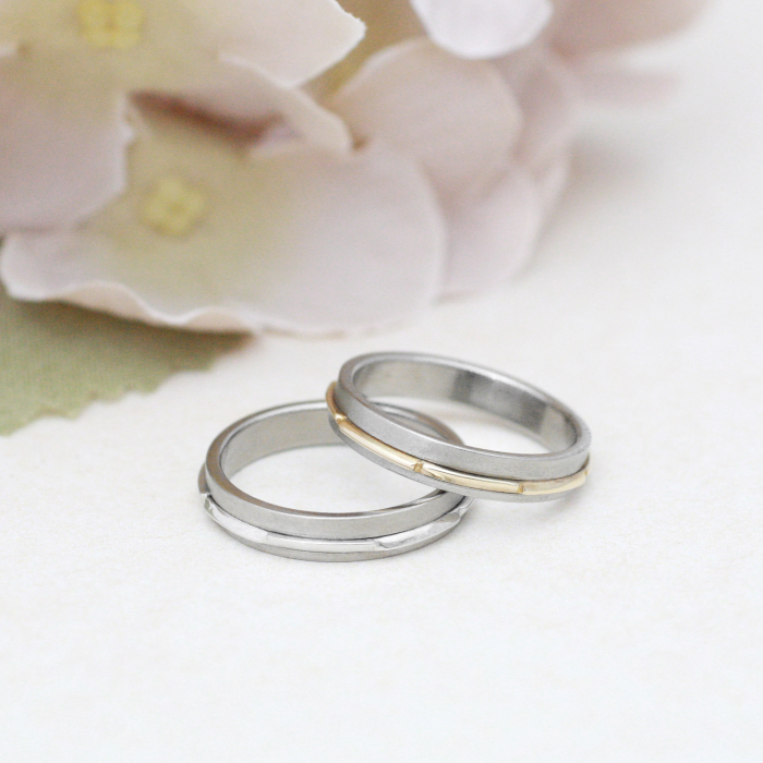 チタン結婚指輪 チタンマリッジリング プラチナK18ゴールドコンビデザインペアリング大人の遊び心をくすぐるリング金属アレルギー対応で安心のチタンリング