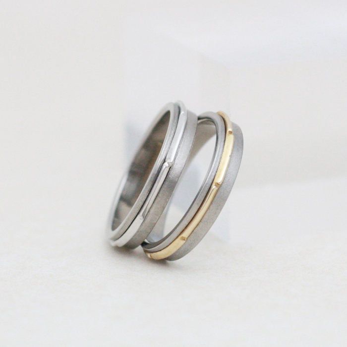 チタン結婚指輪 チタンマリッジリング プラチナK18ゴールドコンビデザインペアリング大人の遊び心をくすぐるリング金属アレルギー対応で安心のチタンリング