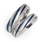 チタン結婚指輪 チタンマリッジリング チタン陽極酸化でしましまサムシングブルー金属アレルギー対応で安心の純チタン結婚指輪・ペアリング 刻印無料のマリッジリング記念日にも