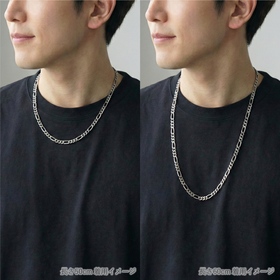 フィガロチェーン幅5.8mmネックレス（純チタン）金属アレルギー対応